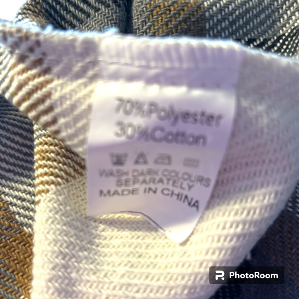 Womens Plaid‎ Shacket Jacket Lapel Button Down Flannel Shirt Loose Fit Belted S - Picture 4 of 7